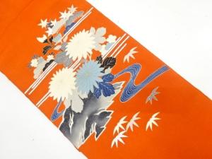 縮緬地　流水に菊・松竹梅模様　名古屋帯